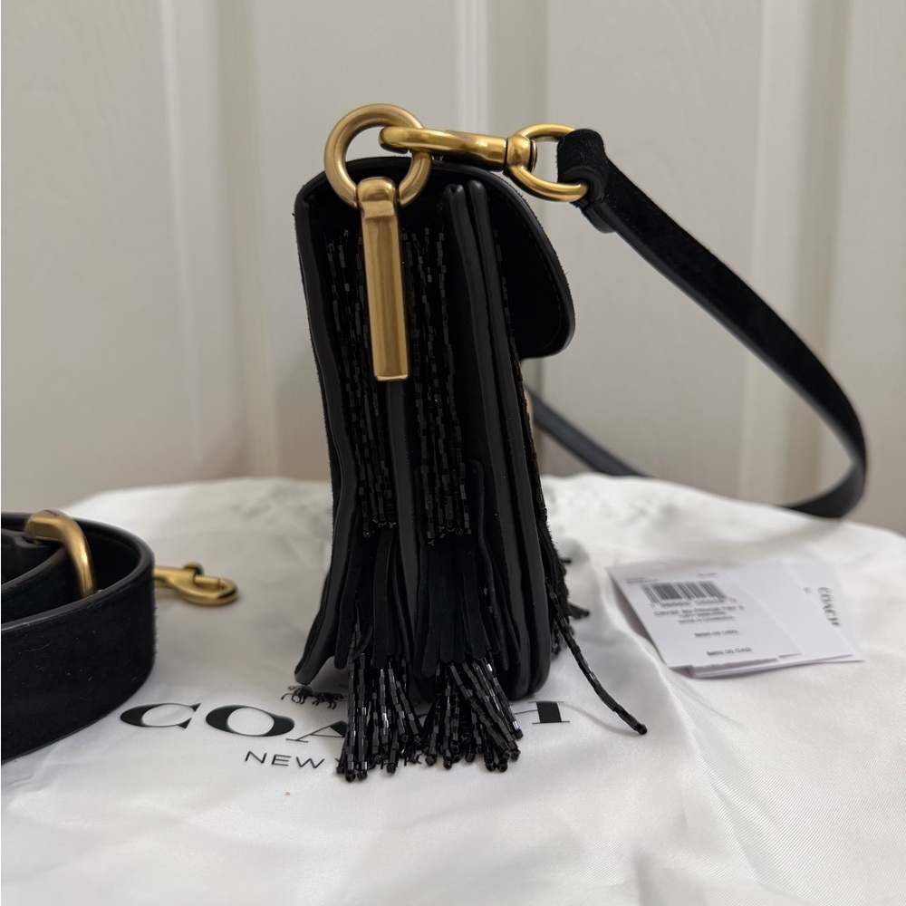 Coach Black Beaded Fringe Tabby - Picture 9 of 13